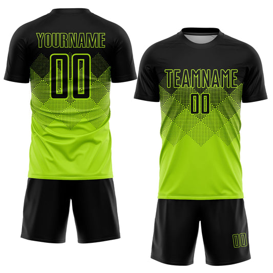 Custom Neon Green Black Sublimation Soccer Uniform Jersey - Sky-Custom