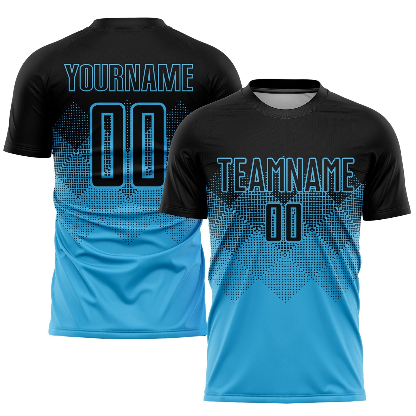 Custom Sky Blue Black Sublimation Soccer Uniform Jersey - Sky-Custom