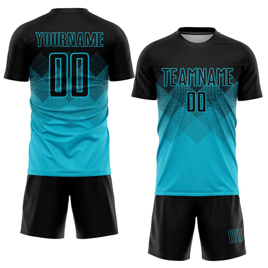 Custom Lakes Blue Black Sublimation Soccer Uniform Jersey - Sky-Custom