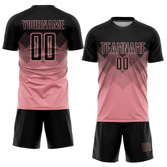 Custom Medium Pink Black Sublimation Soccer Uniform Jersey - Sky-Custom