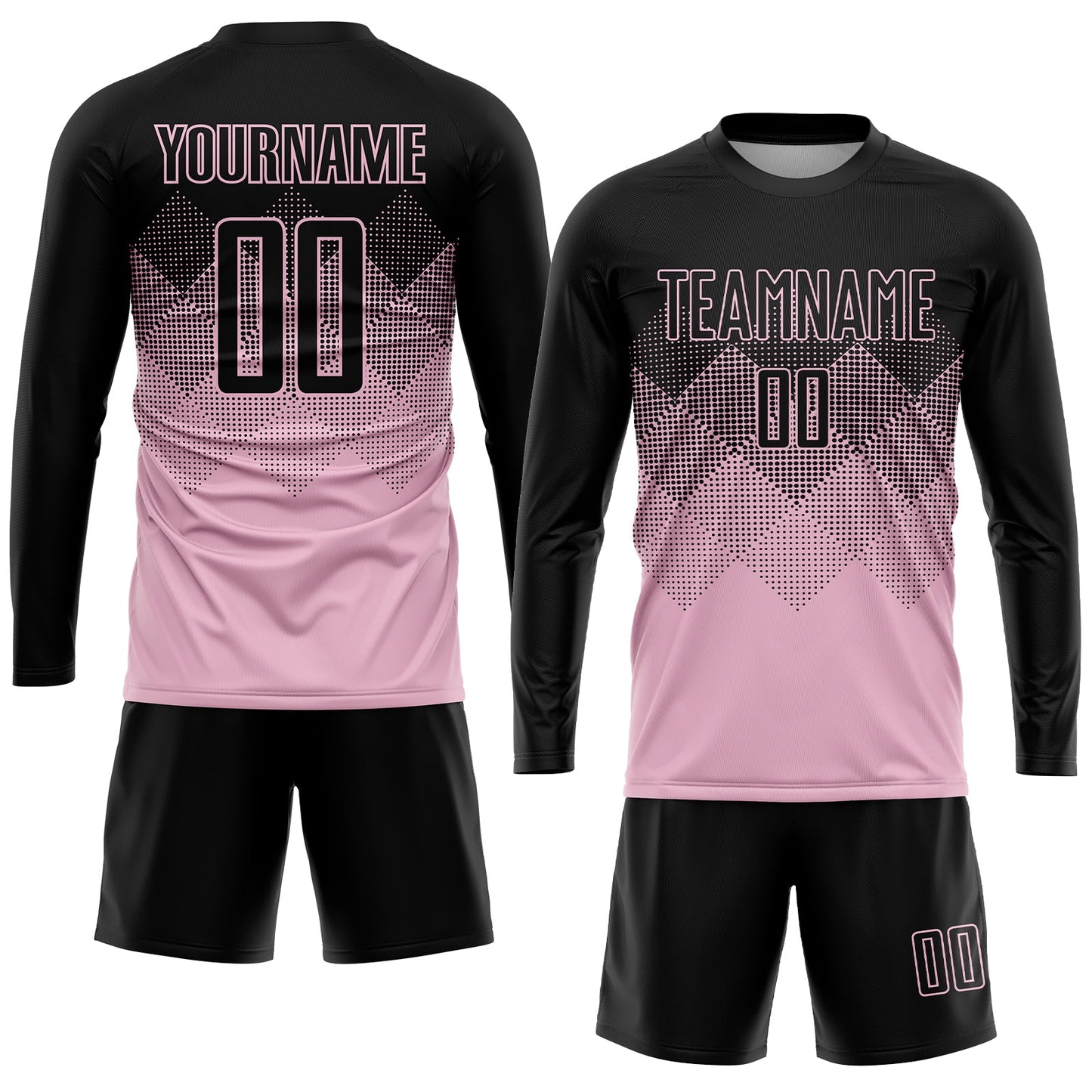 Custom Light Pink Black Sublimation Soccer Uniform Jersey - Sky-Custom