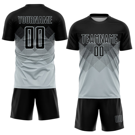 Custom Silver Black Sublimation Soccer Uniform Jersey - Sky-Custom