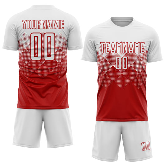 Custom Red White Sublimation Soccer Uniform Jersey - Sky-Custom