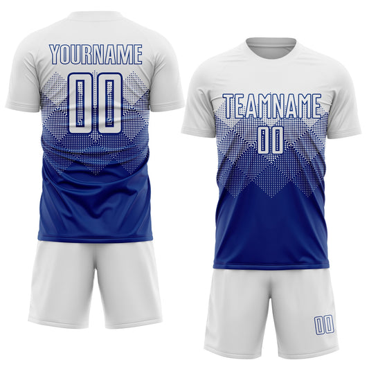 Custom Royal White Sublimation Soccer Uniform Jersey - Sky-Custom
