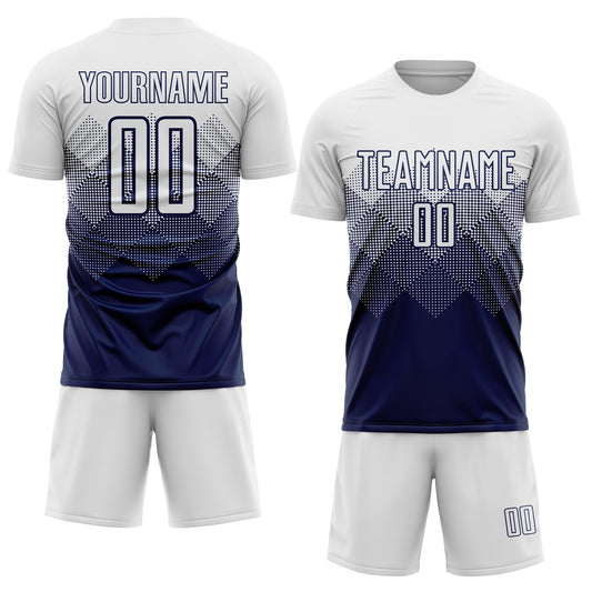 Custom Navy White Sublimation Soccer Uniform Jersey - Sky-Custom