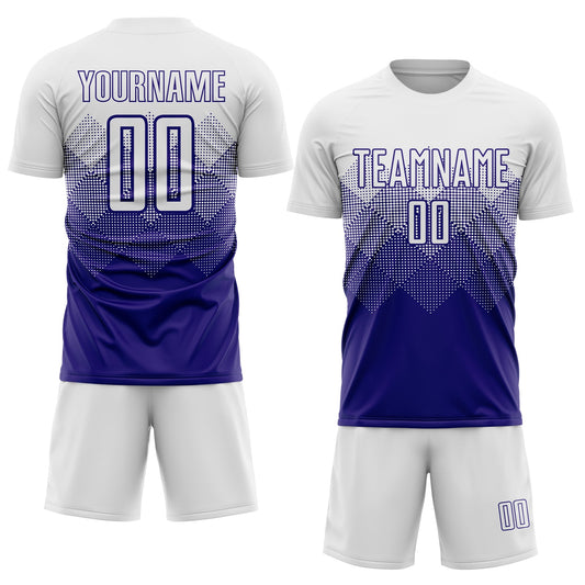 Custom White Dark Purple Sublimation Soccer Uniform Jersey - Sky-Custom
