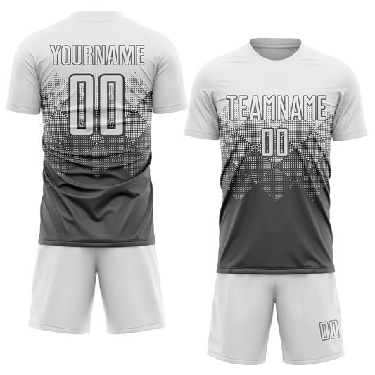 Custom Steel Gray White Sublimation Soccer Uniform Jersey - Sky-Custom