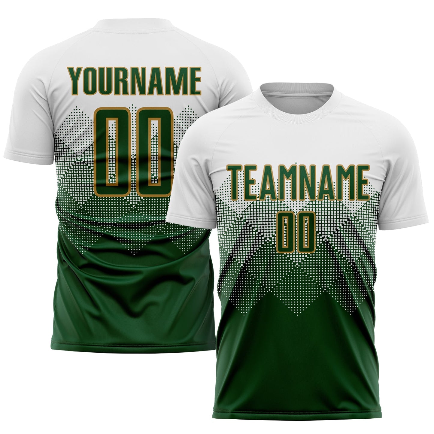 Custom White Green-Old Gold Sublimation Soccer Uniform Jersey - Sky-Custom