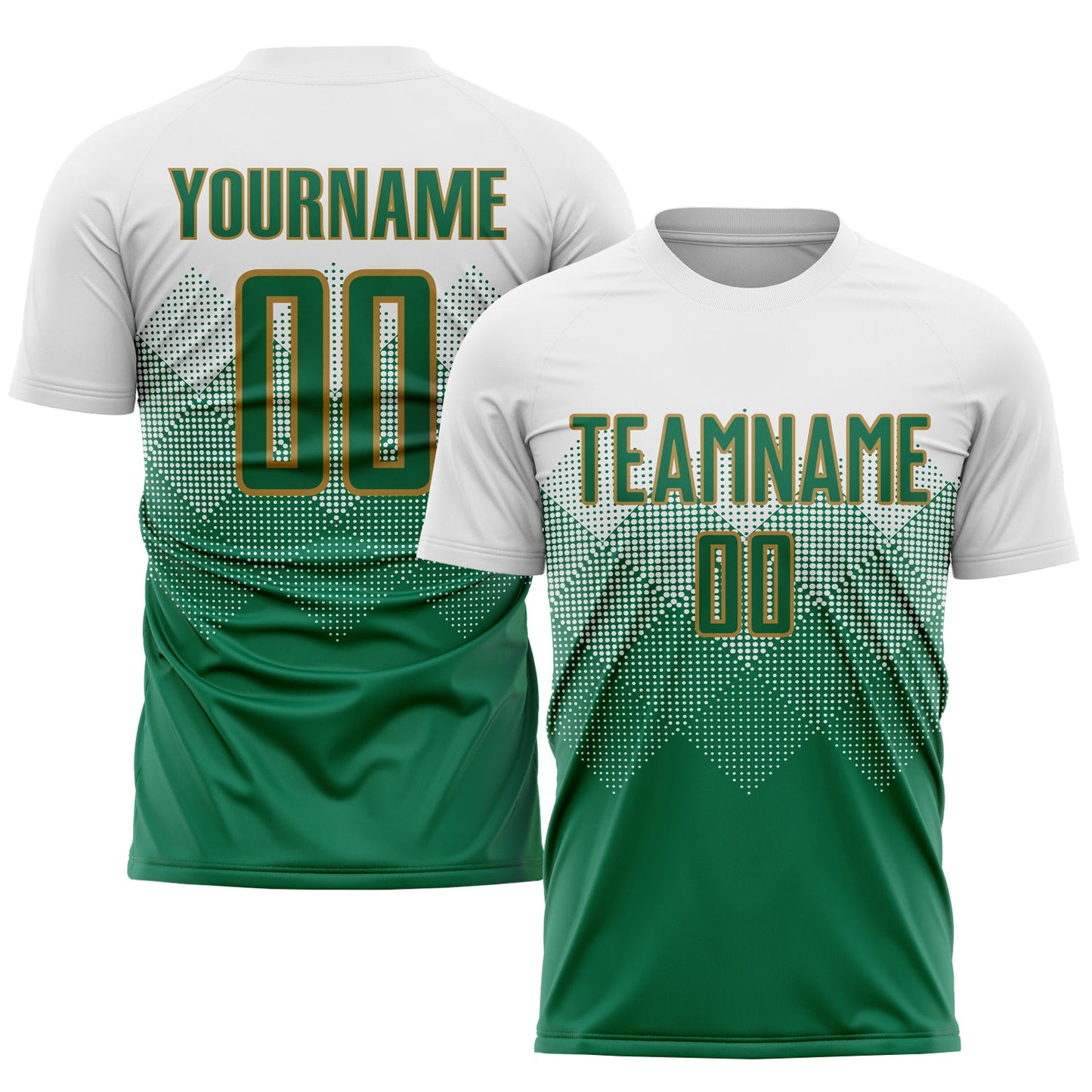 Custom White Kelly Green-Old Gold Sublimation Soccer Uniform Jersey - Sky-Custom