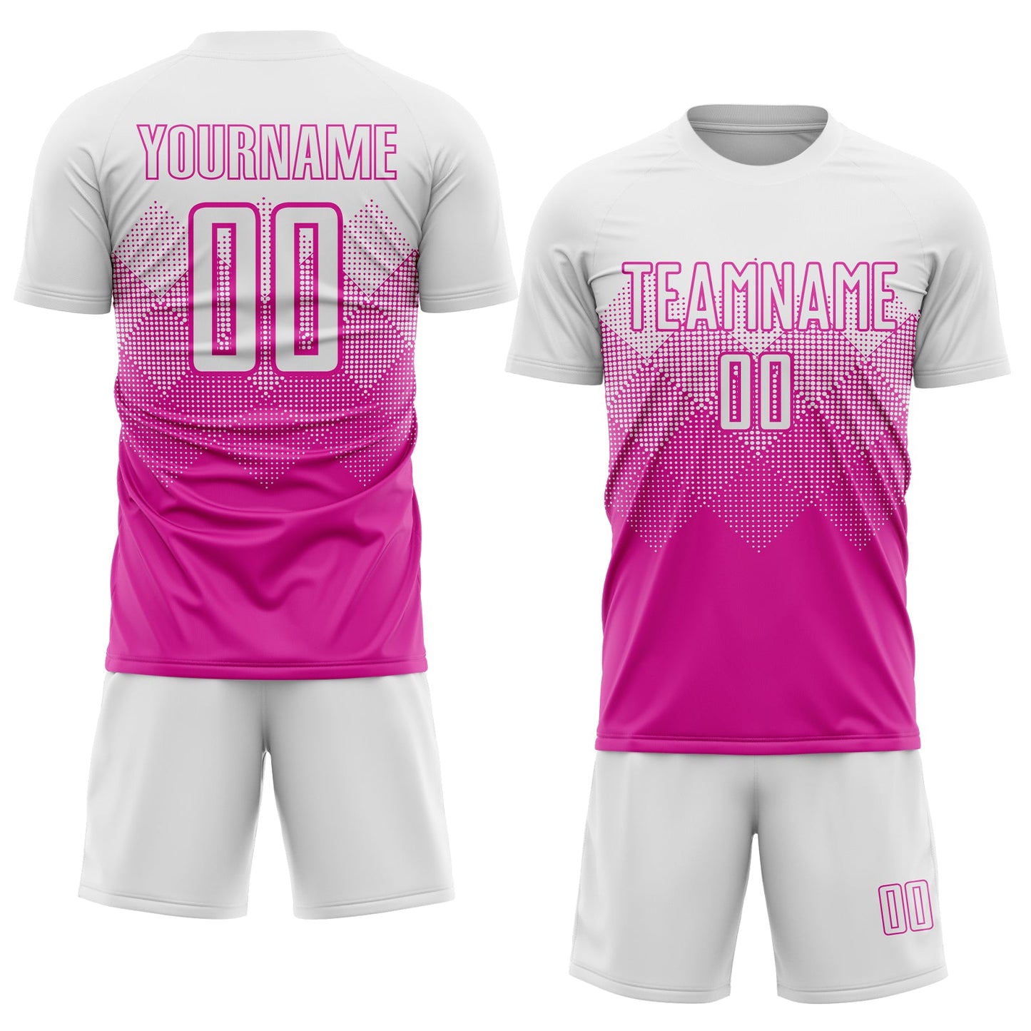 Custom Deep Pink White Sublimation Soccer Uniform Jersey - Sky-Custom