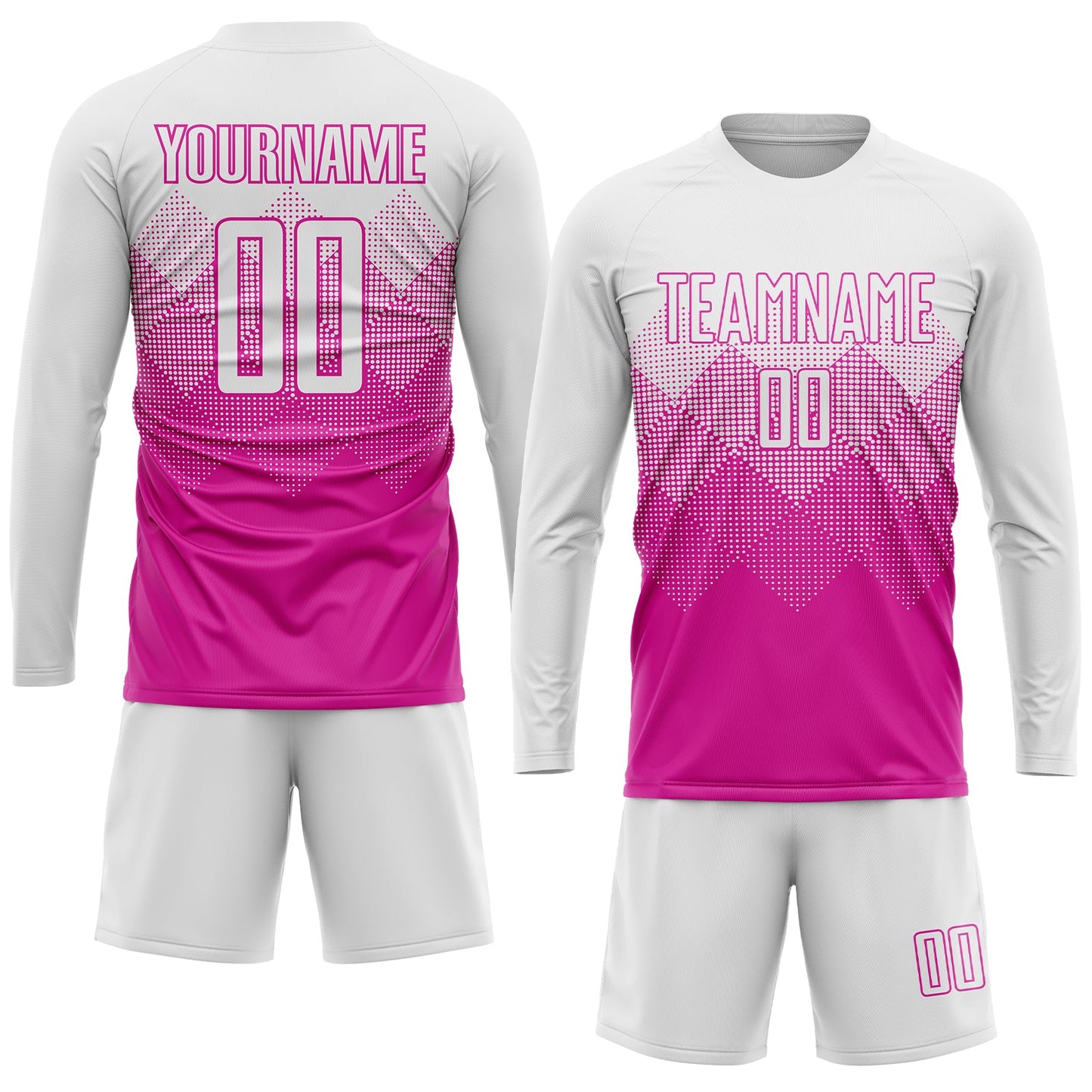 Custom Deep Pink White Sublimation Soccer Uniform Jersey - Sky-Custom