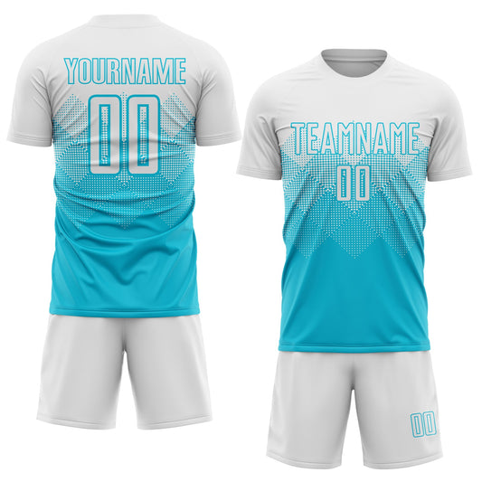 Custom Lakes Blue White Sublimation Soccer Uniform Jersey - Sky-Custom