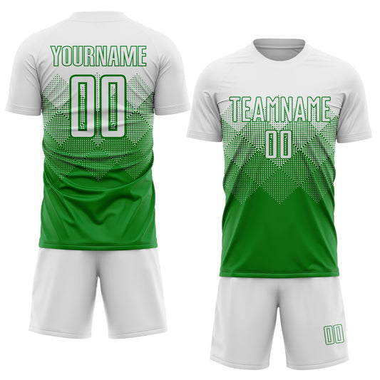 Custom Grass Green White Sublimation Soccer Uniform Jersey - Sky-Custom