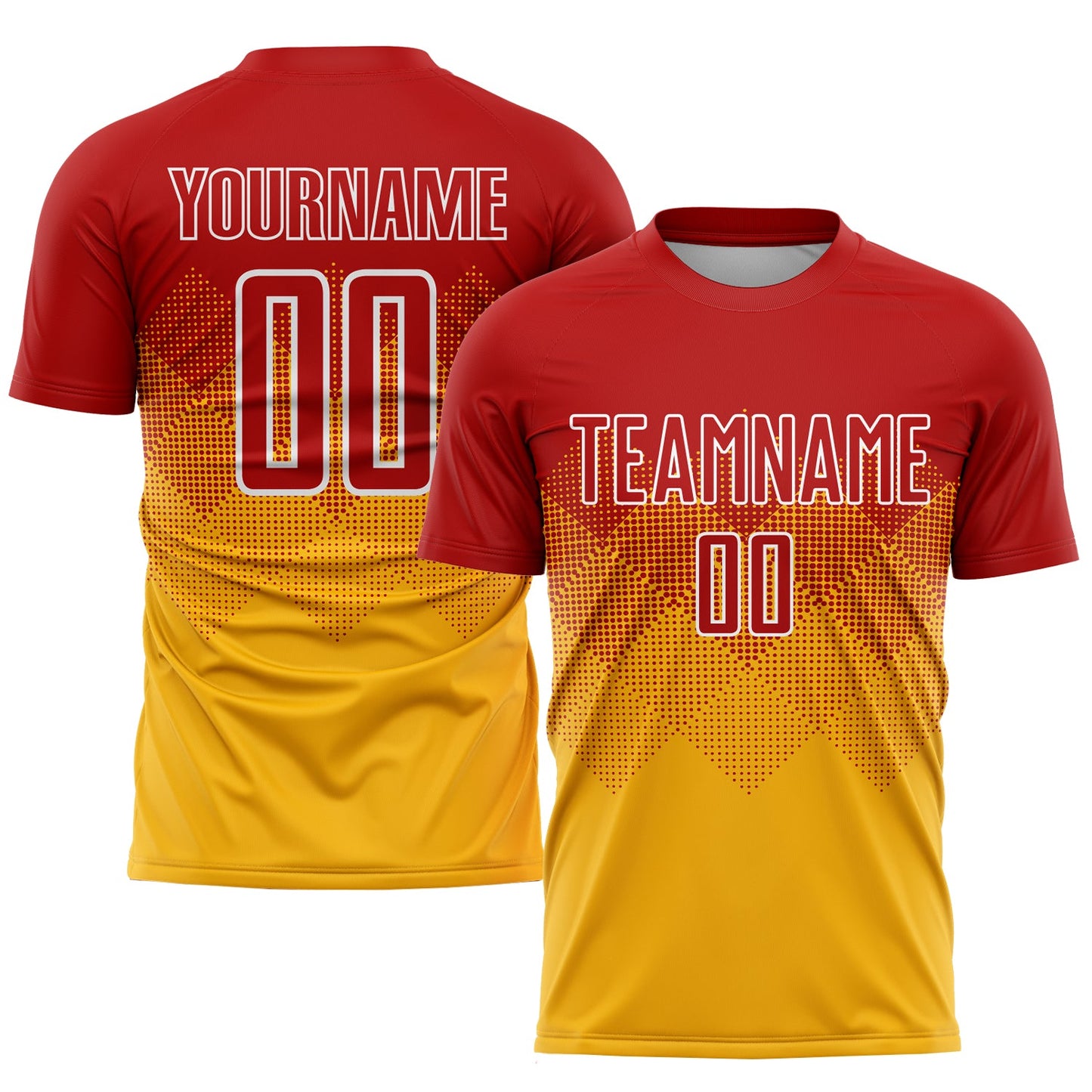 Custom Gold Red-White Sublimation Soccer Uniform Jersey - Sky-Custom