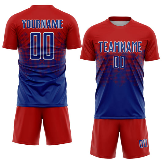 Custom Red Royal-White Sublimation Soccer Uniform Jersey - Sky-Custom