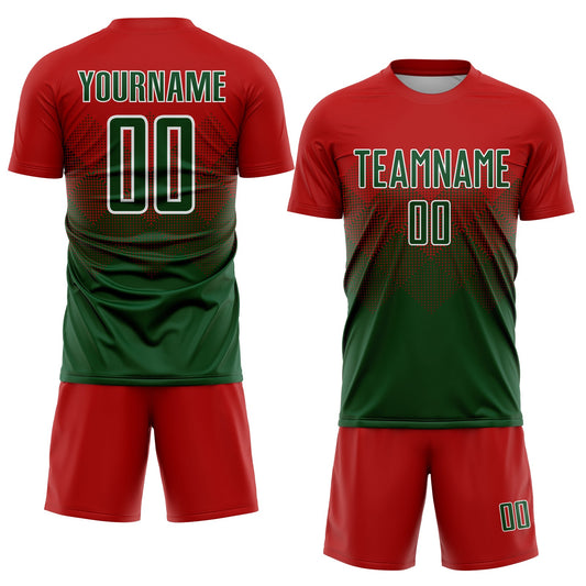 Custom Red Green-White Sublimation Soccer Uniform Jersey - Sky-Custom