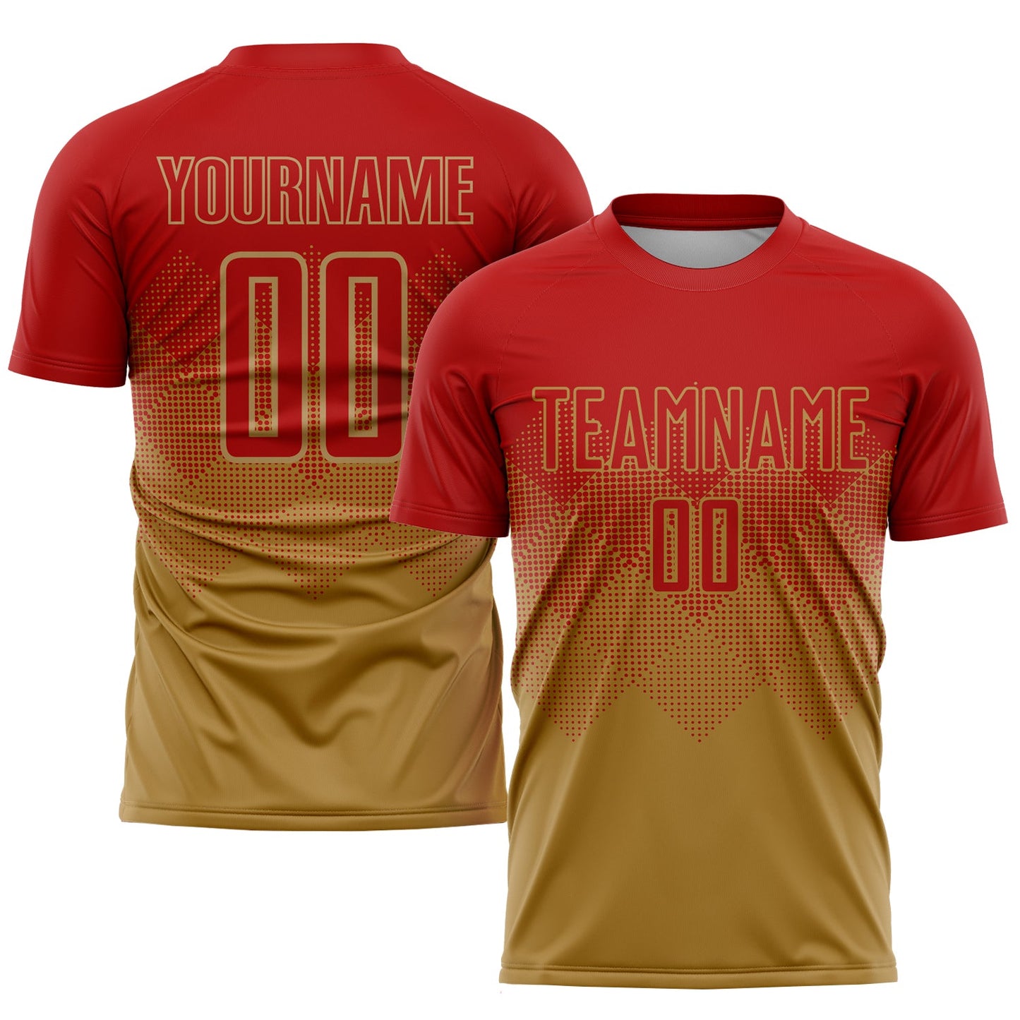 Custom Old Gold Red Sublimation Soccer Uniform Jersey - Sky-Custom