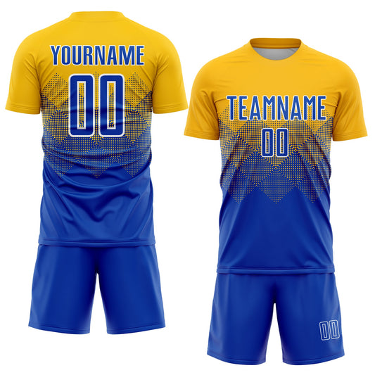Custom Gold Royal-White Sublimation Soccer Uniform Jersey - Sky-Custom
