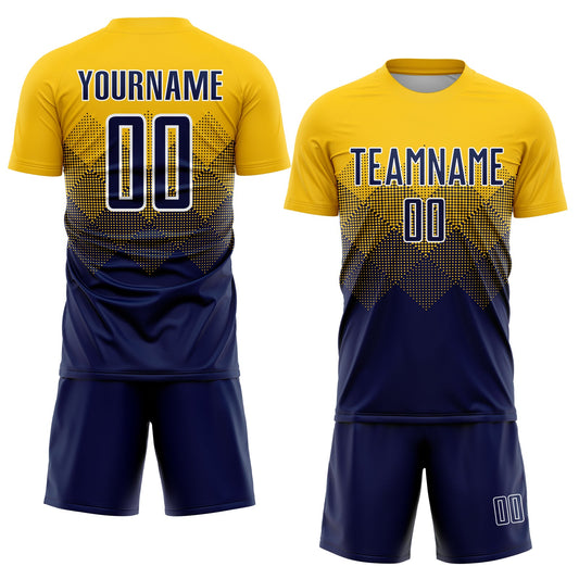 Custom Gold Navy-White Sublimation Soccer Uniform Jersey - Sky-Custom