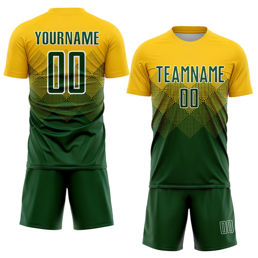 Custom Gold Green-White Sublimation Soccer Uniform Jersey - Sky-Custom