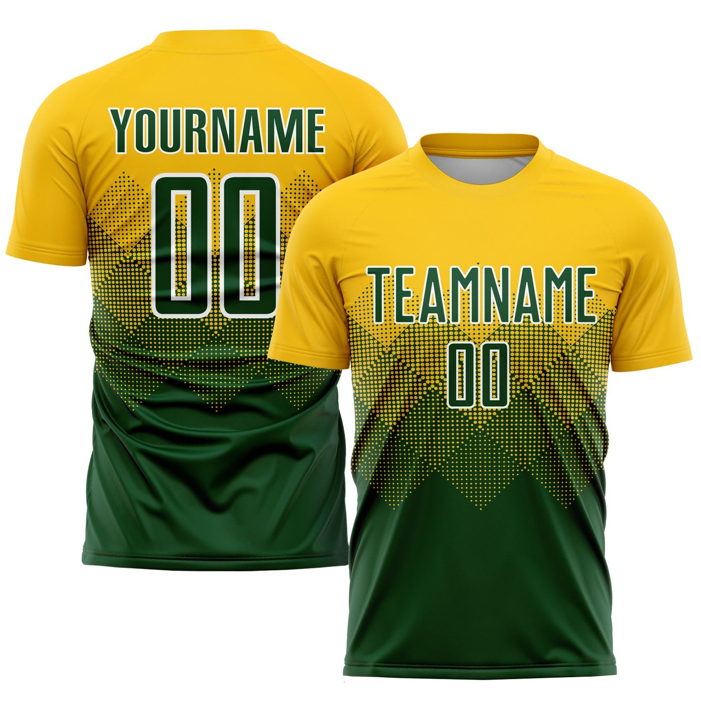 Custom Gold Green-White Sublimation Soccer Uniform Jersey - Sky-Custom