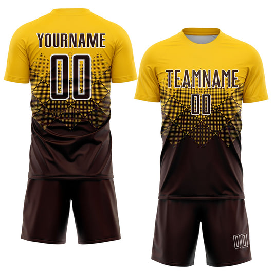 Custom Gold Brown-White Sublimation Soccer Uniform Jersey - Sky-Custom