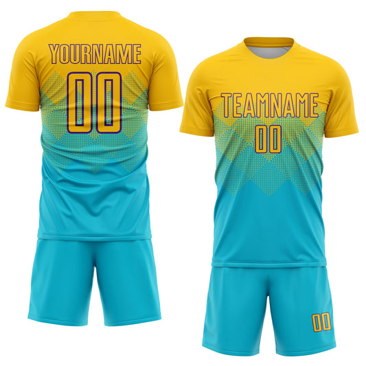Custom Lakes Blue Gold-Purple Sublimation Soccer Uniform Jersey - Sky-Custom