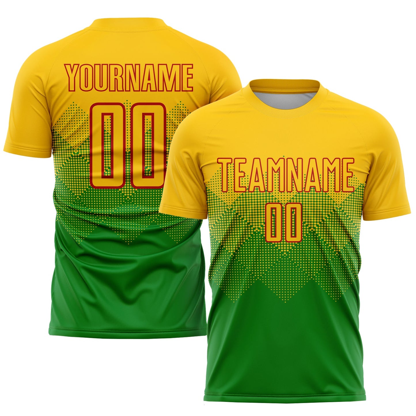 Custom Grass Green Gold-Red Sublimation Soccer Uniform Jersey - Sky-Custom