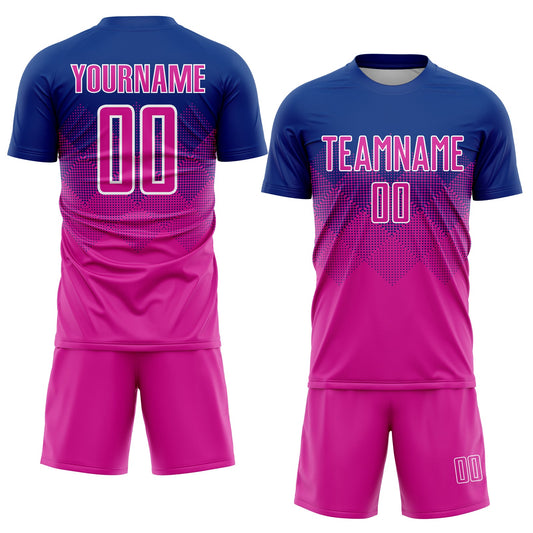 Custom Royal Deep Pink-White Sublimation Soccer Uniform Jersey - Sky-Custom