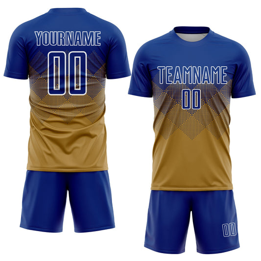 Custom Old Gold Royal-White Sublimation Soccer Uniform Jersey - Sky-Custom