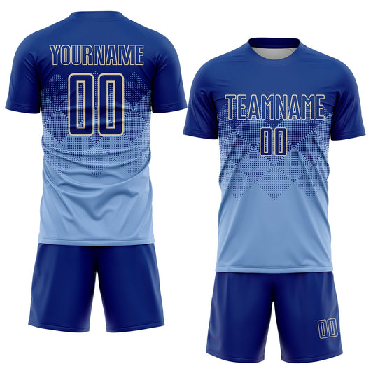 Custom Light Blue Royal-Cream Sublimation Soccer Uniform Jersey - Sky-Custom