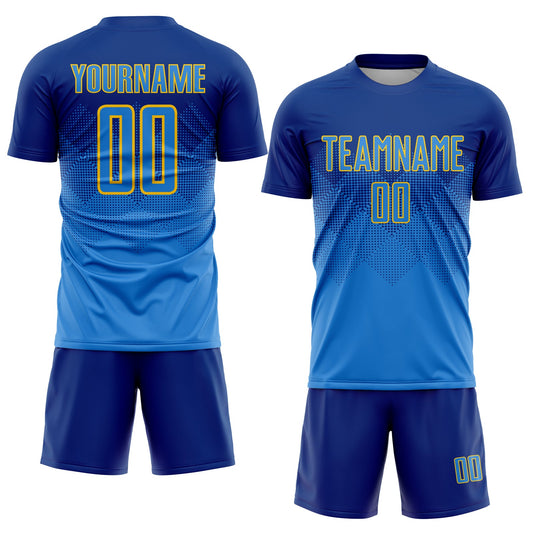 Custom Royal Powder Blue-Gold Sublimation Soccer Uniform Jersey - Sky-Custom