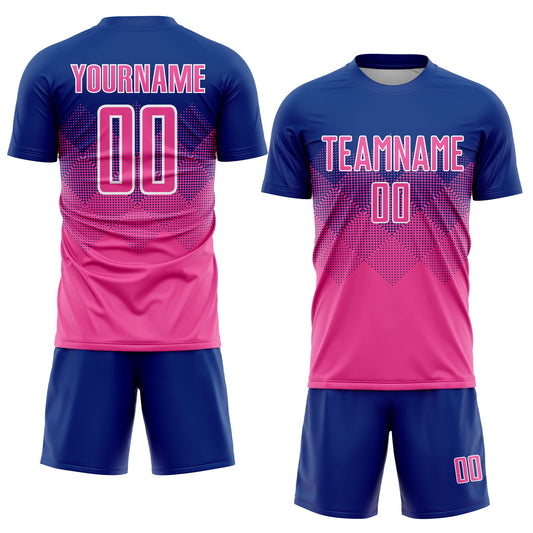 Custom Royal Pink-White Sublimation Soccer Uniform Jersey - Sky-Custom
