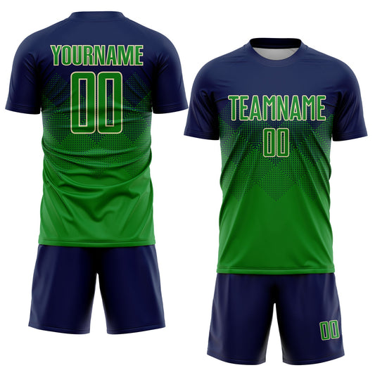 Custom Navy Grass Green-Cream Sublimation Soccer Uniform Jersey - Sky-Custom