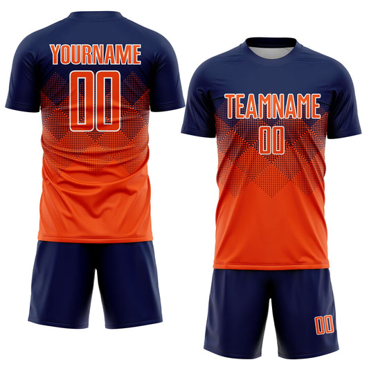 Custom Navy Orange-White Sublimation Soccer Uniform Jersey - Sky-Custom