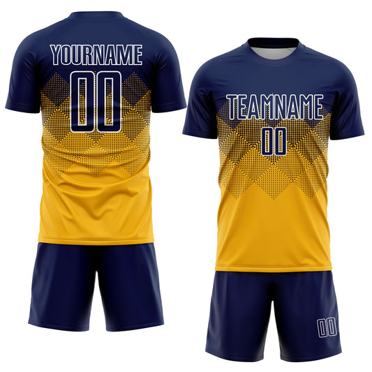 Custom Gold Navy-White Sublimation Soccer Uniform Jersey - Sky-Custom