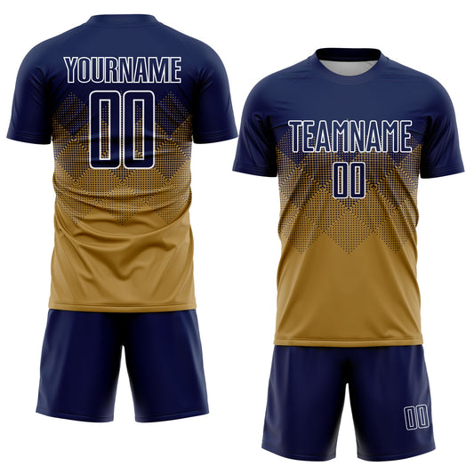 Custom Old Gold Navy-White Sublimation Soccer Uniform Jersey - Sky-Custom