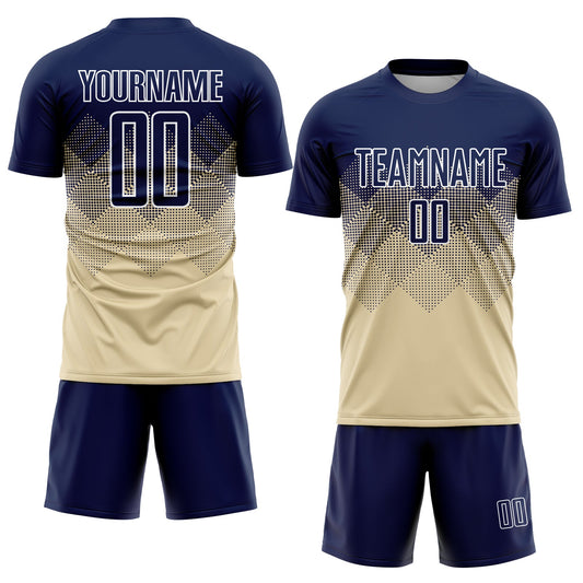 Custom Cream Navy-White Sublimation Soccer Uniform Jersey - Sky-Custom