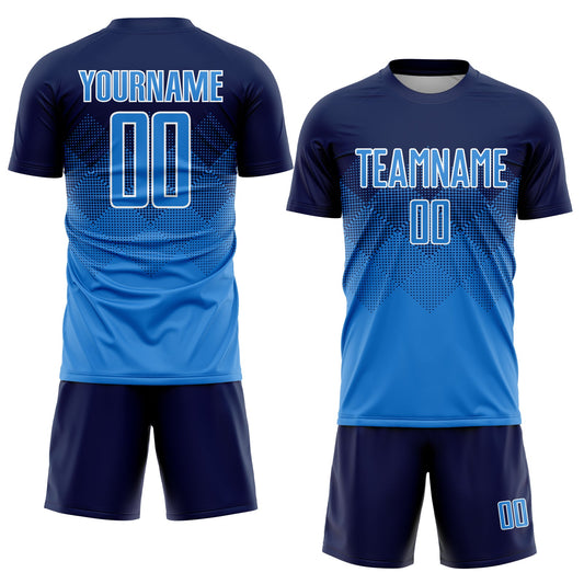 Custom Navy Powder Blue-White Sublimation Soccer Uniform Jersey - Sky-Custom