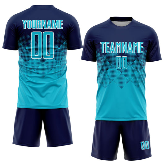 Custom Navy Lakes Blue-White Sublimation Soccer Uniform Jersey - Sky-Custom