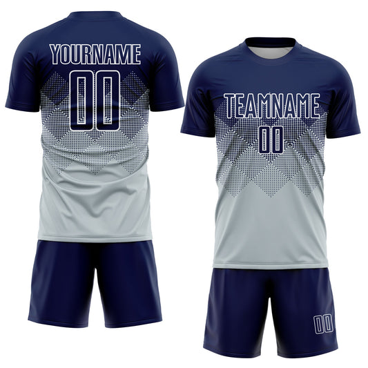 Custom Silver Navy-White Sublimation Soccer Uniform Jersey - Sky-Custom