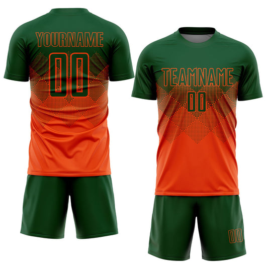 Custom Orange Green Sublimation Soccer Uniform Jersey - Sky-Custom