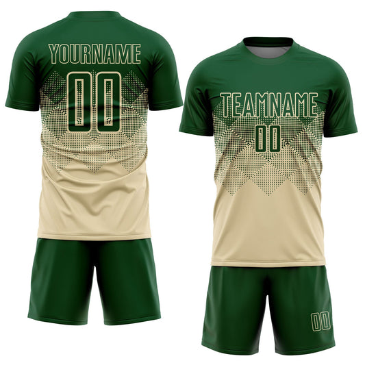 Custom Cream Green Sublimation Soccer Uniform Jersey - Sky-Custom