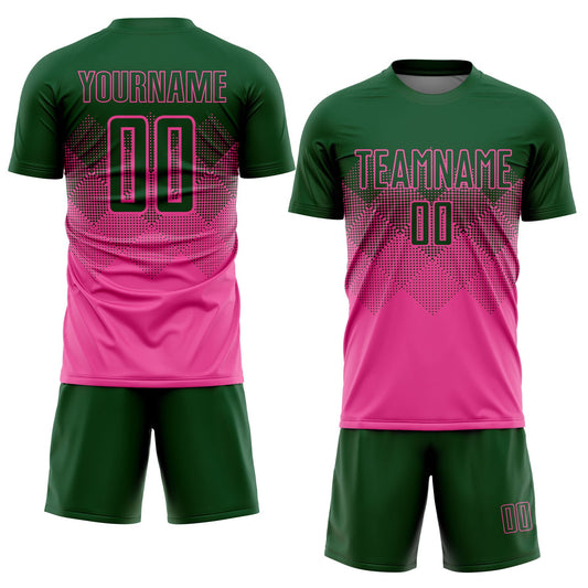 Custom Pink Green Sublimation Soccer Uniform Jersey - Sky-Custom