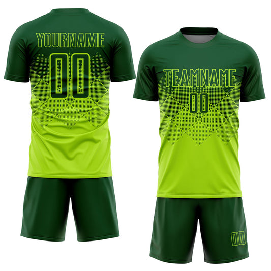 Custom Neon Green Green Sublimation Soccer Uniform Jersey - Sky-Custom