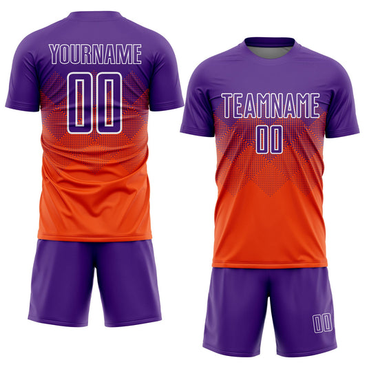 Custom Orange Purple-White Sublimation Soccer Uniform Jersey - Sky-Custom
