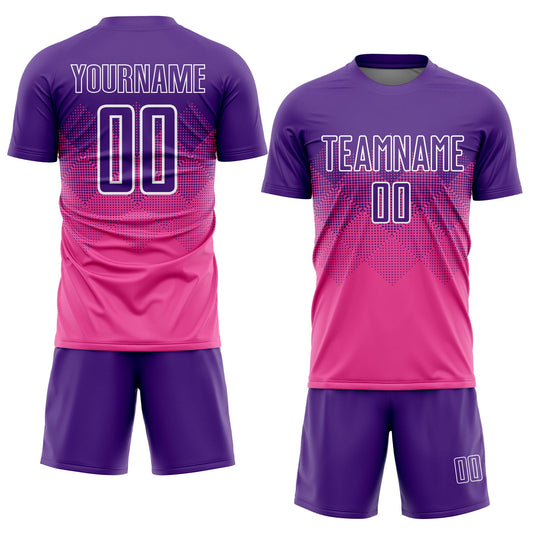 Custom Pink Purple-White Sublimation Soccer Uniform Jersey - Sky-Custom
