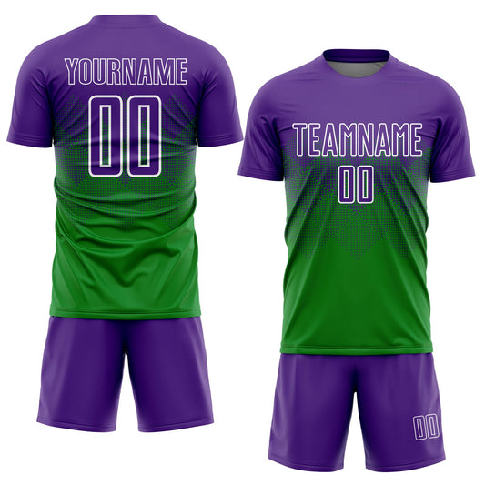 Custom Grass Green Purple-White Sublimation Soccer Uniform Jersey - Sky-Custom