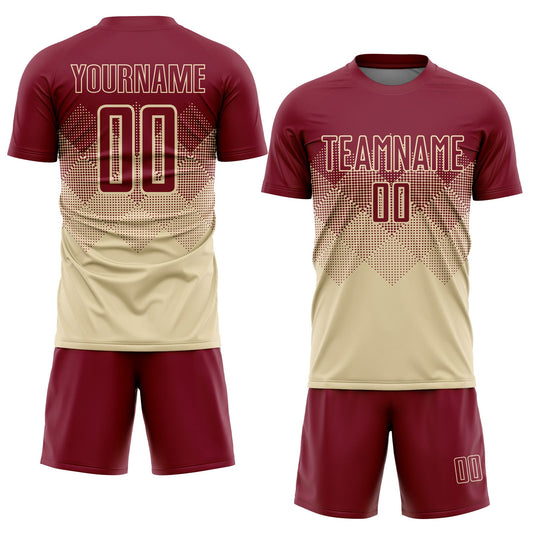 Custom Cream Crimson Sublimation Soccer Uniform Jersey - Sky-Custom