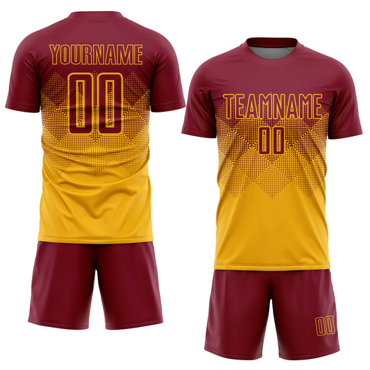 Custom Gold Crimson Sublimation Soccer Uniform Jersey - Sky-Custom